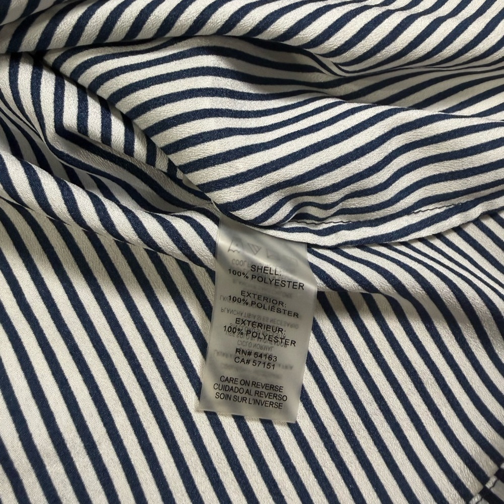 Karl Lagerfeld Black and White Stripes Women’s Small Ruffled Blouse Office - Picture 8 of 8